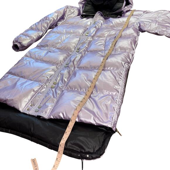 Iridescent Purple Women's Puffer Coat - Picture 7 of 16
